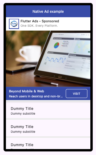 Fully customizable native ad UI example